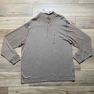 American Canvas Mens 1/4 Zip‎ Mock Neck Long Sleeve Shirt Size XXL Coffee